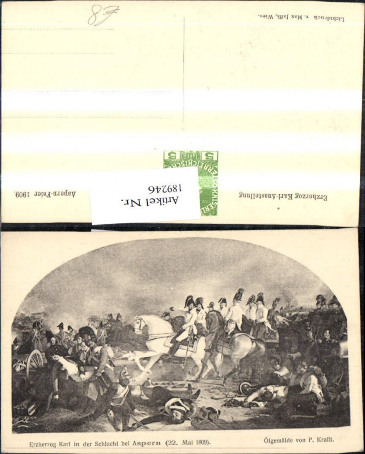 189246,Künstler Ak P. Krafft n. Ölgemälde Erzherzog Karl i. d. Schlacht b. Aspern 1809
