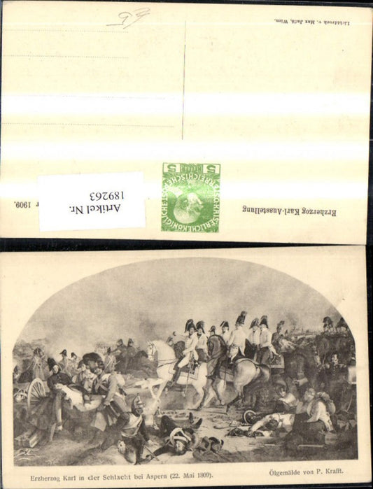 189263,Künstler Ak P. Krafft n. Ölgemälde Erzherzog Karl i. d. Schlacht b. Aspern 1809