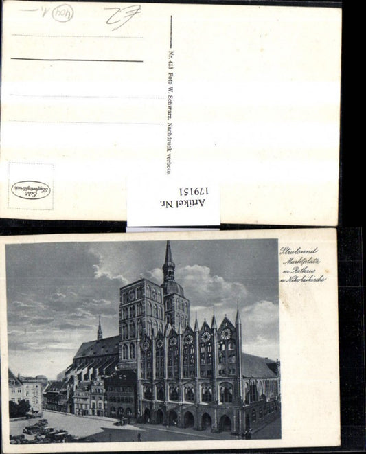 179151,Stralsund Mecklenburg-Vorpommern Marktplatz m. Rathaus u. Nikolaikirche Kirche