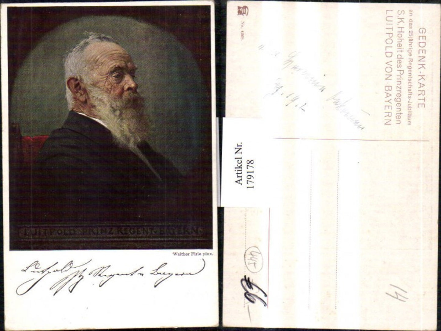 179178,Künstler AK Walther Firle Hoheit d. Prinzregenten Luitpold v. Bayern Portrait