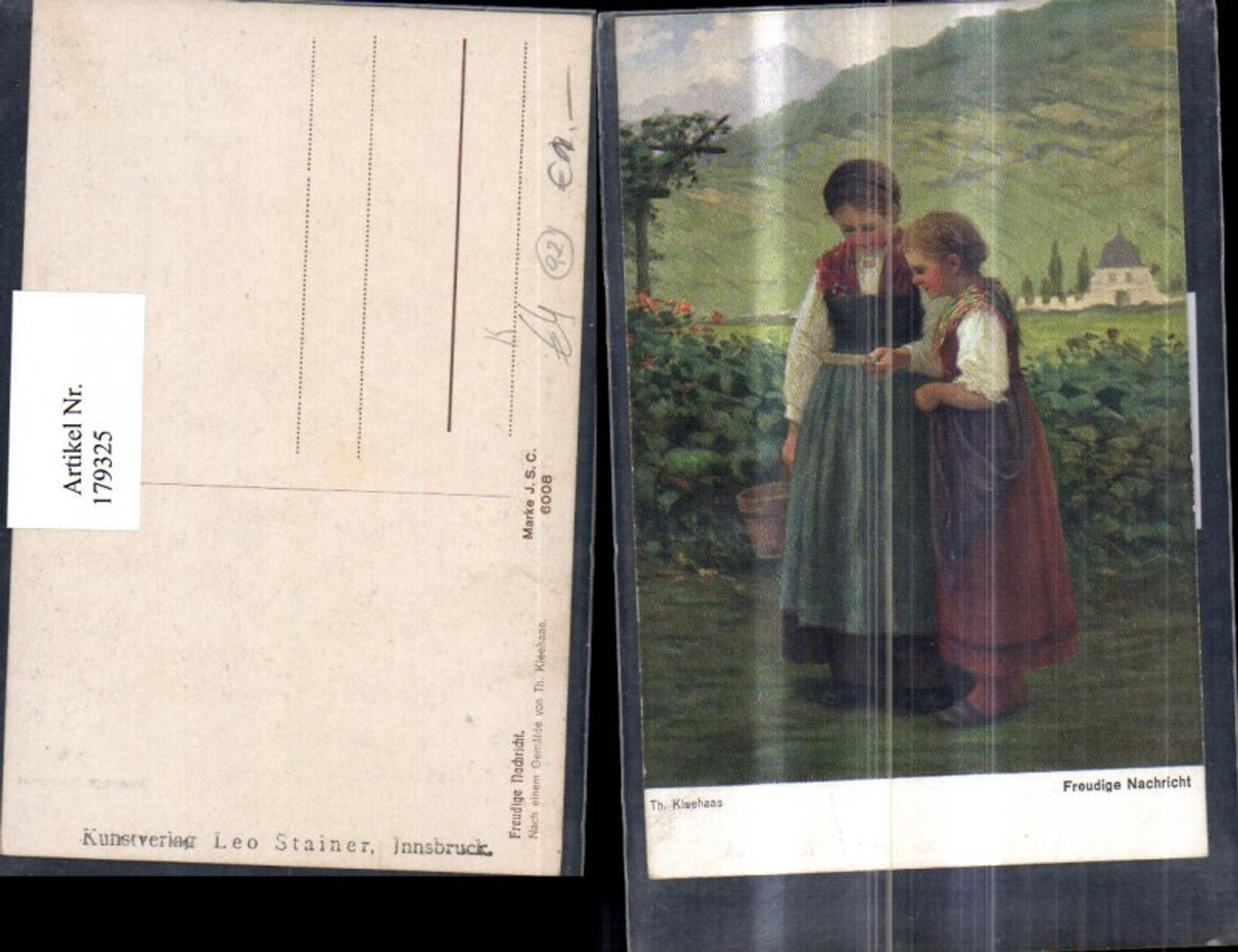179325,Künstler Ak Th. Kleehaas Kinder Freudige Nachricht Mädchen m. Brief