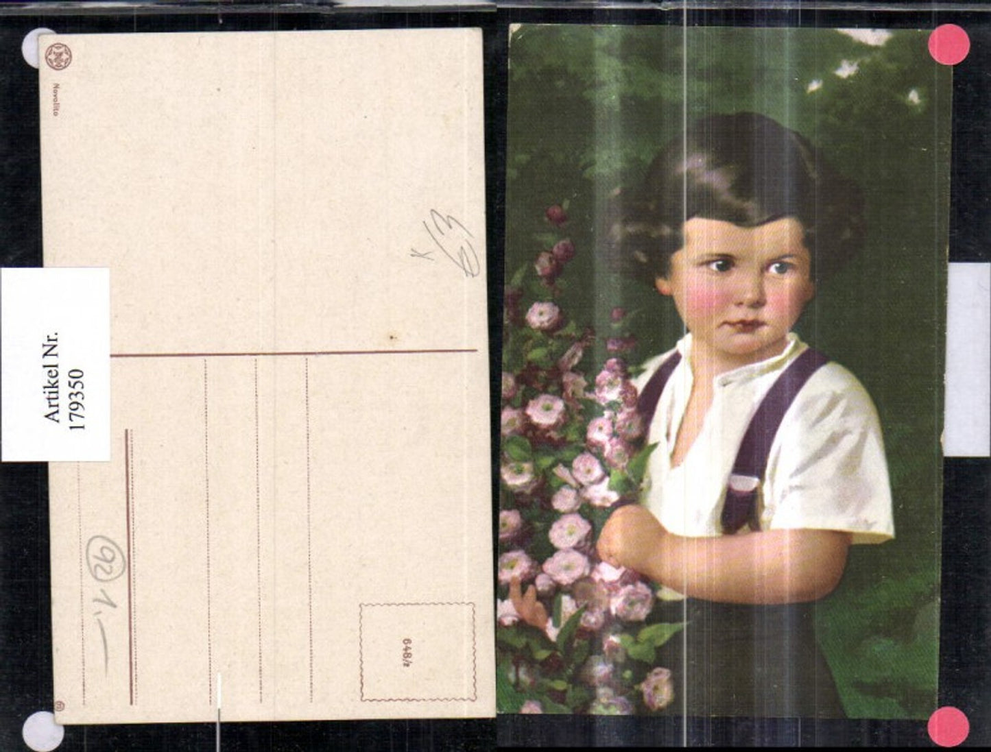 179350, Artist Ak Children Boy with Flowers