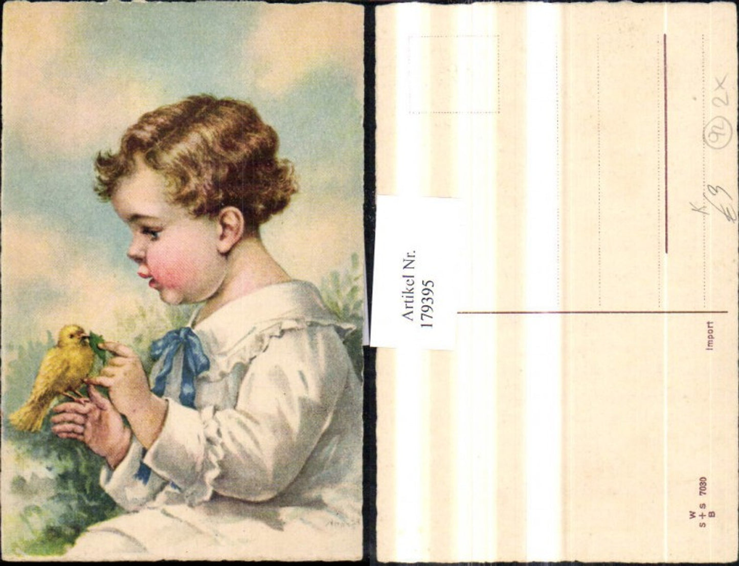 179395,Künstler Ak Kinder Junge Bub Matrosenanzug m. Vogel Füttern
