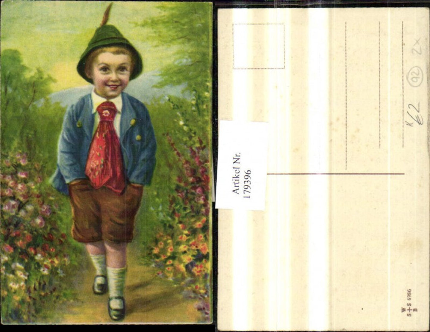179396,Künstler Ak Kinder Junge Bub i. Tracht Hut Typen