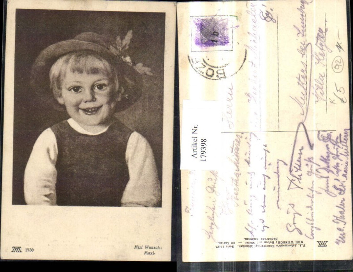 179398,Künstler Ak Mizi Wunsch Kinder Junge Bub Maxl Hut