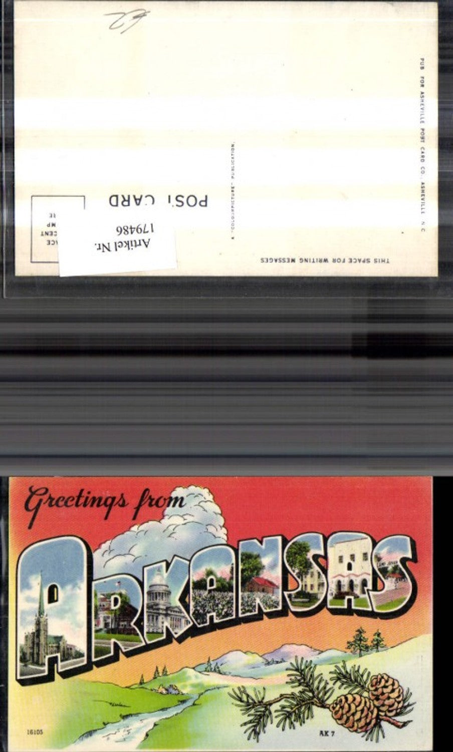 179486, Arkansas Greetings Photomontage Multi-image Ak Landscape Cone Branch