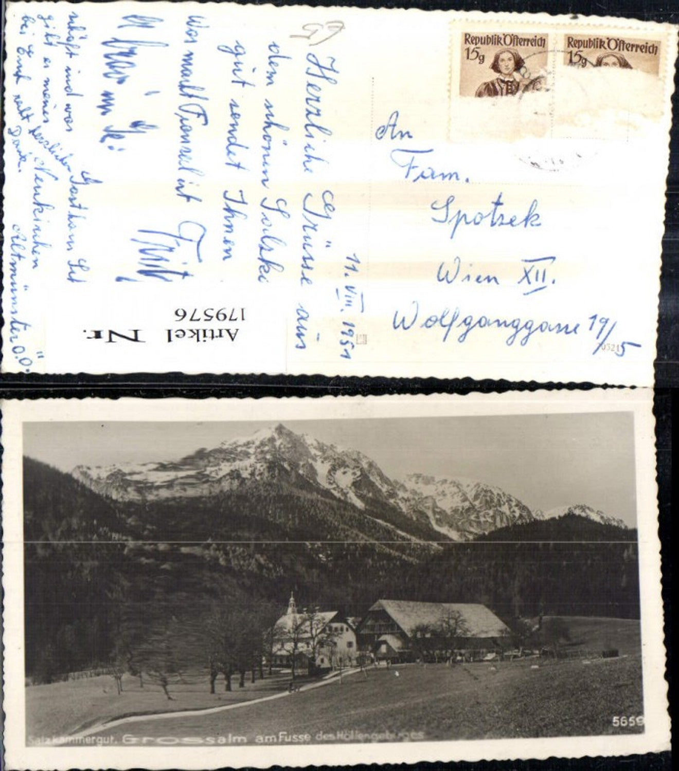 179576,Salzkammergut Foto Ak Grossalm a. Fusse d. Höllengebirges Neukirchen Altmünster