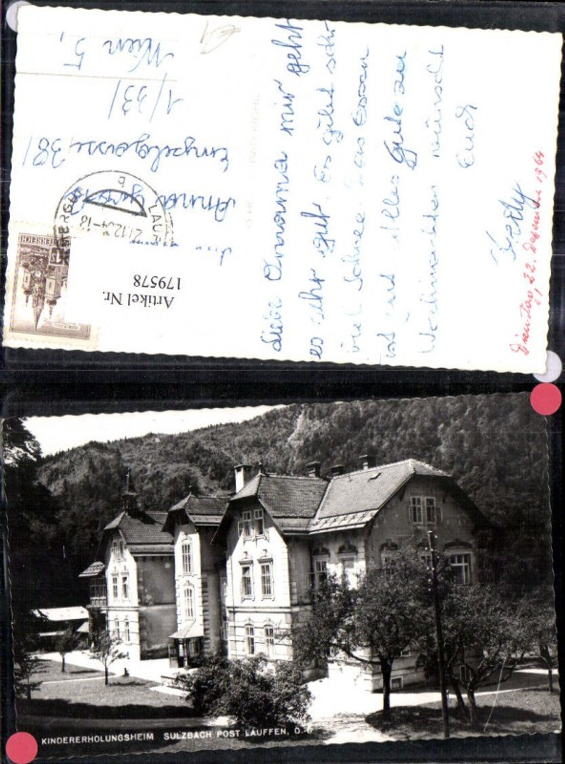 179578,Sulzbach Post Laufen Kindererholungsheim Foto Ak