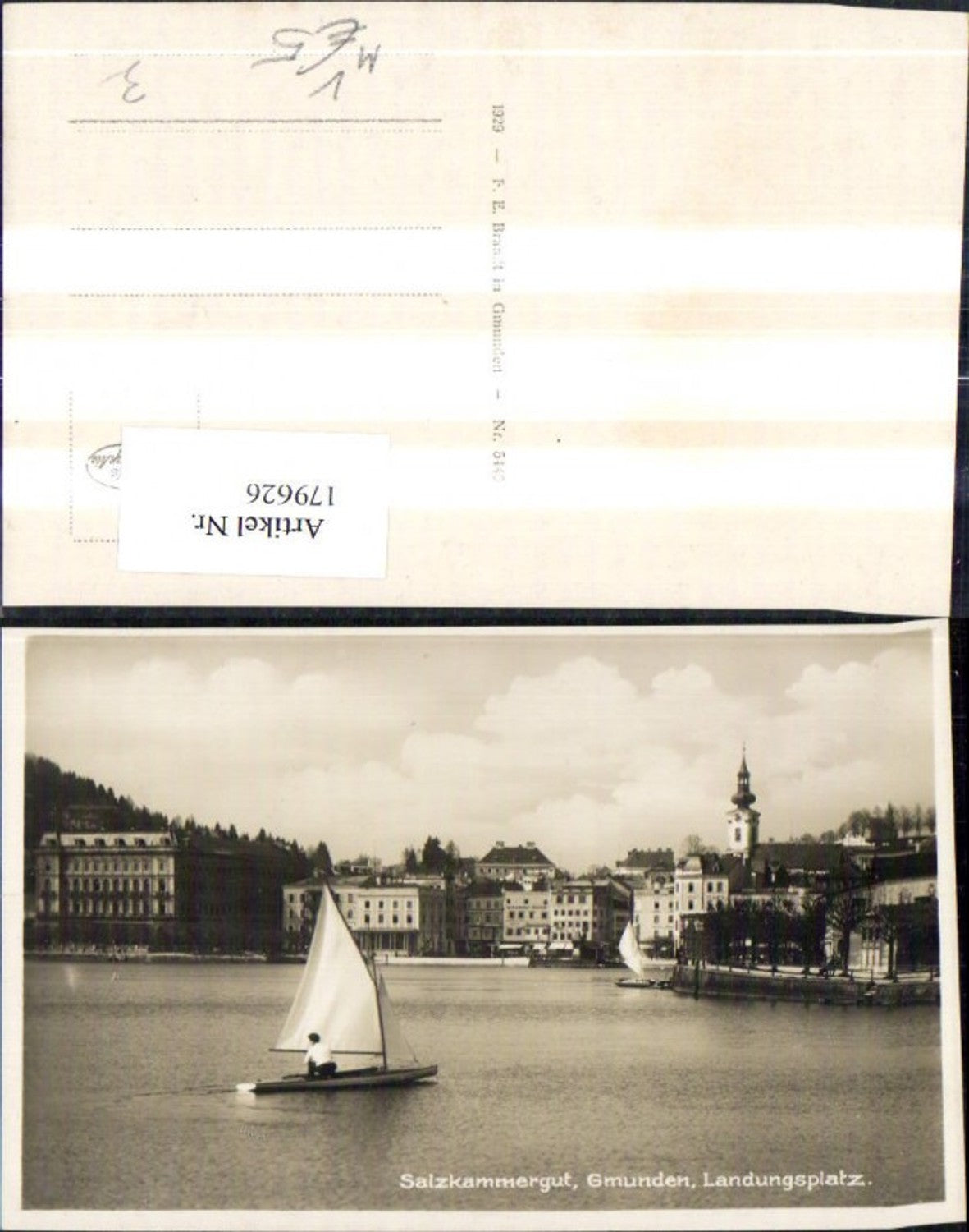 179626,Salzkammergut Gmunden Landungsplatz Teilansicht Segelboot pub Brandt 5440