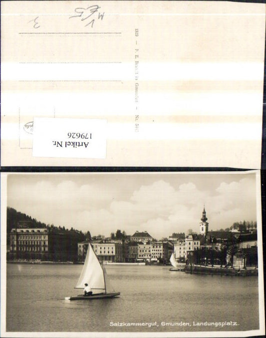 179626,Salzkammergut Gmunden Landungsplatz Teilansicht Segelboot pub Brandt 5440