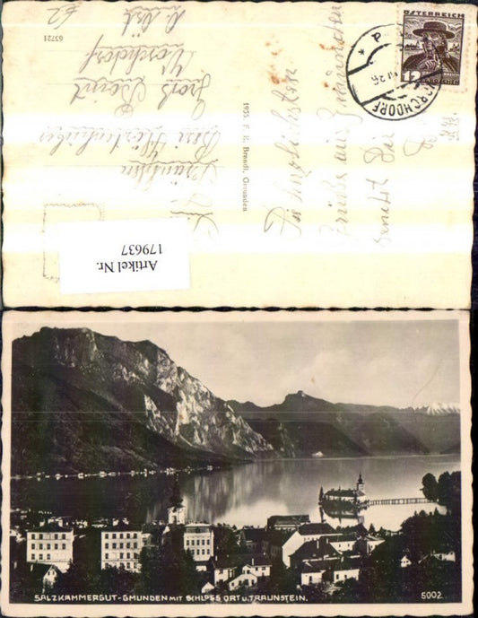 179637,Salzkammergut Gmunden Teilansicht m. Schloss Orth u. Traunstein