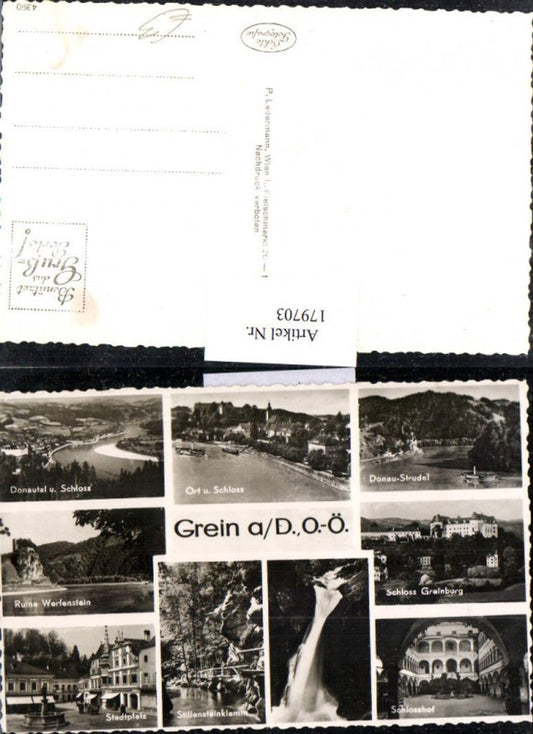 179703,Grein a. d. Donau Totale Donaustrudel Schloss Hof Ruine Stadtplatz Stillensteinklamm Mehrbildkarte