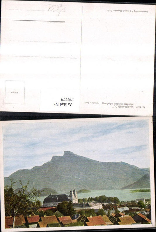179779,Künstler AK Salzkammergut Mondsee m. d. Schafberg Teilansicht pub Brandt