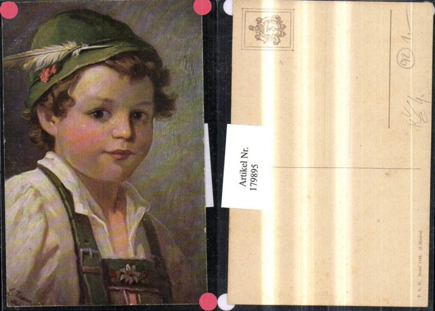 179895,Theo Stroefer Verlag 1133 L. Kraus Junge in Tracht Hut Portrait