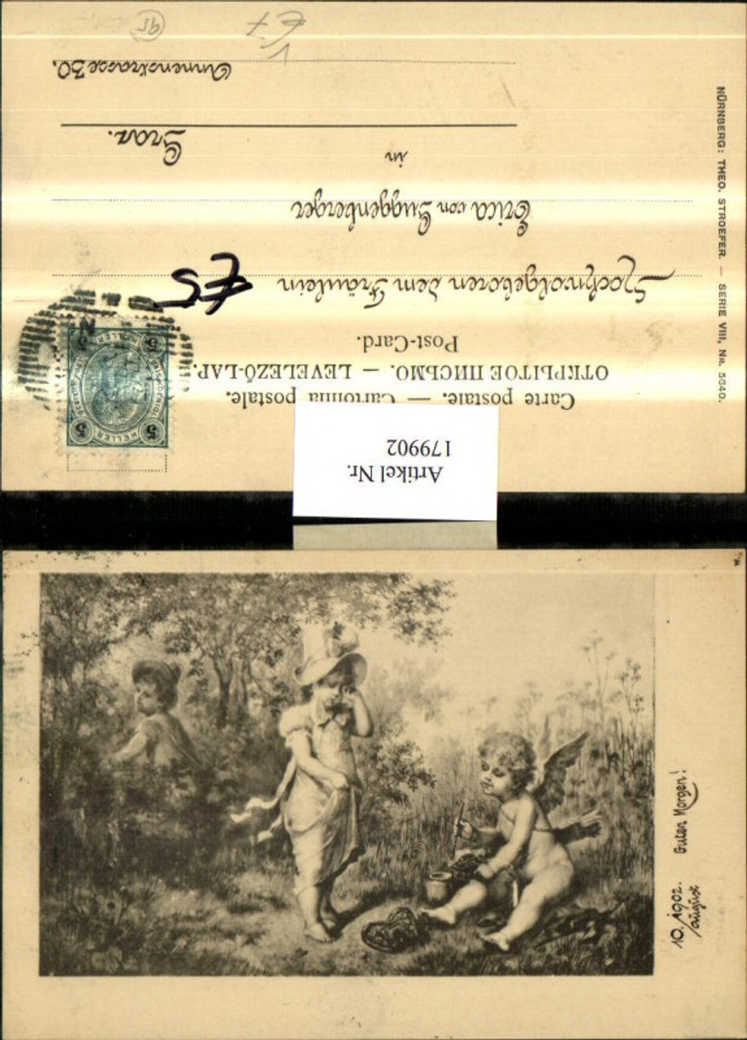 179902,Theo Stroefer Verlag 5640/8 Guten Morgen Engel Kinder 10.08.1902