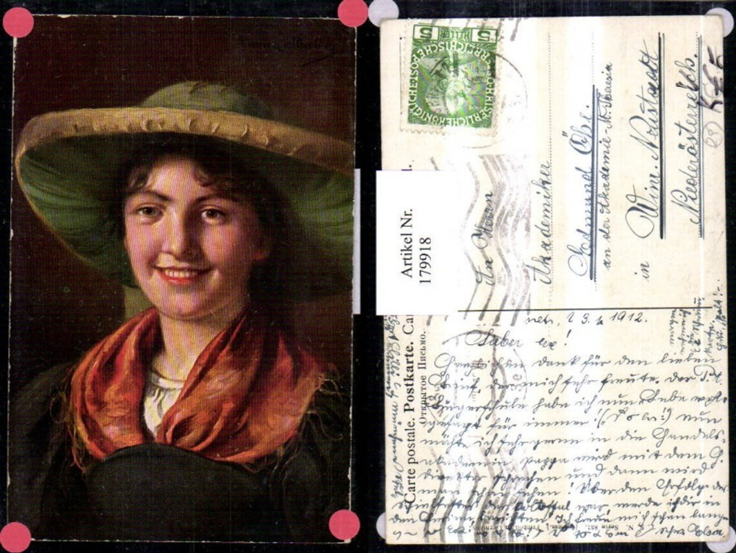 179918,Theo Stroefer Verlag 837 Emma von Müller Frau m. Hut Tuch Portrait