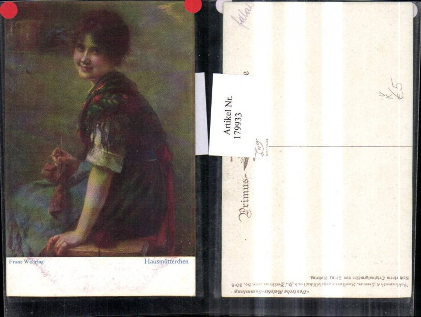 179933,Primus AK 3015 Franz Wobring Hausmütterchen Frau b. Stricken Portrait