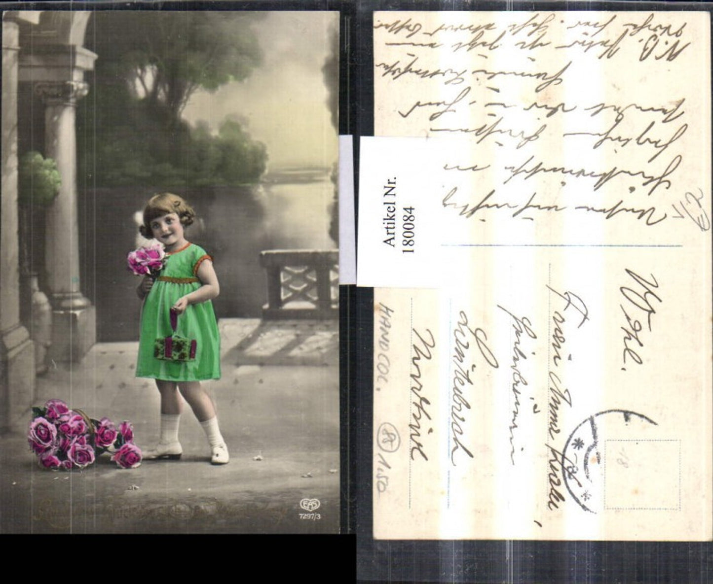 180084,Namenstag Mädchen m. Kleid Geschenk Blumen Rosen Korb pub EAS 7279/3