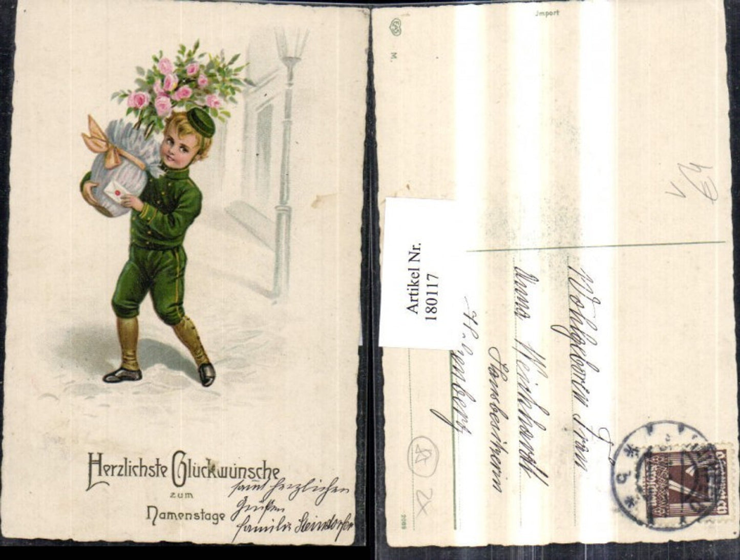 180117,Namenstag Junge in Uniform Rosenstock Rosen Brief pub EAS