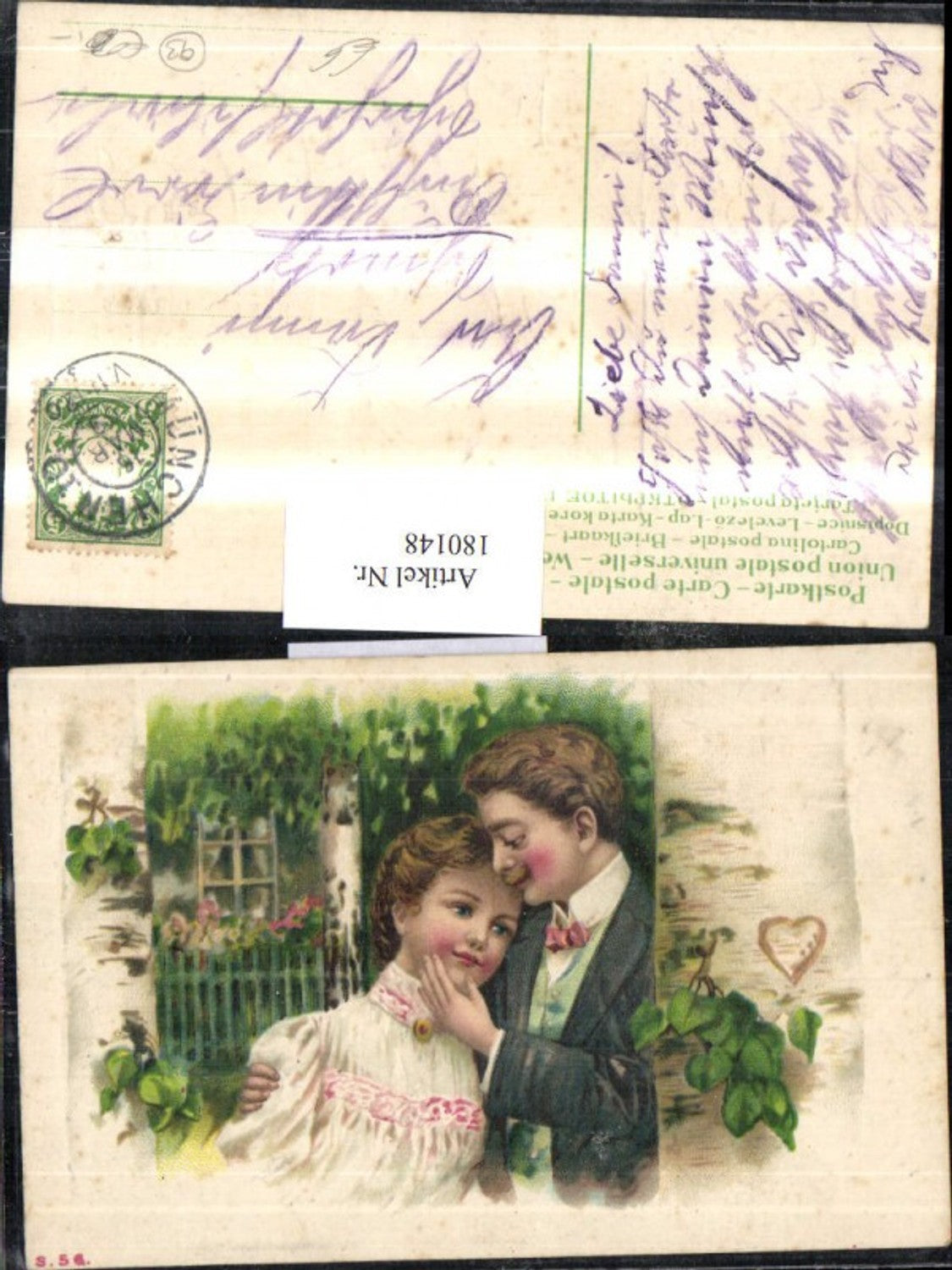 180148,Liebe Präge AK Mann nimmt Frau in den Arm