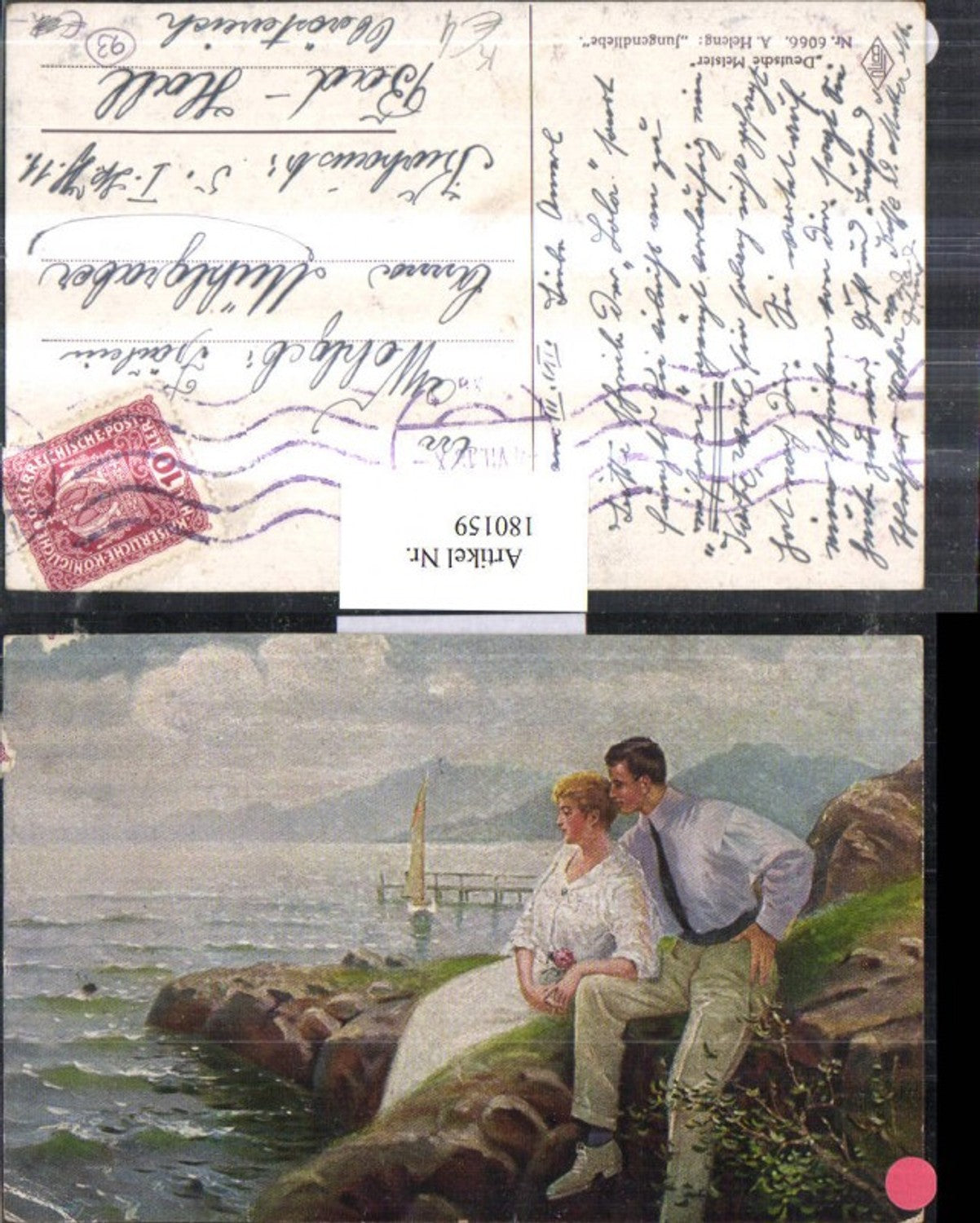 180159,Liebe Künstler AK A. Heleng Jugendliebe Mann u. Frau Küste