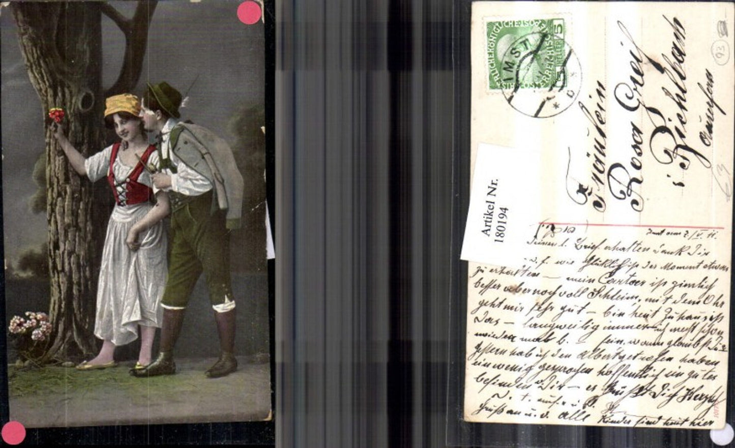 180194,Liebe Liebespaar in Tracht Hut Baum
