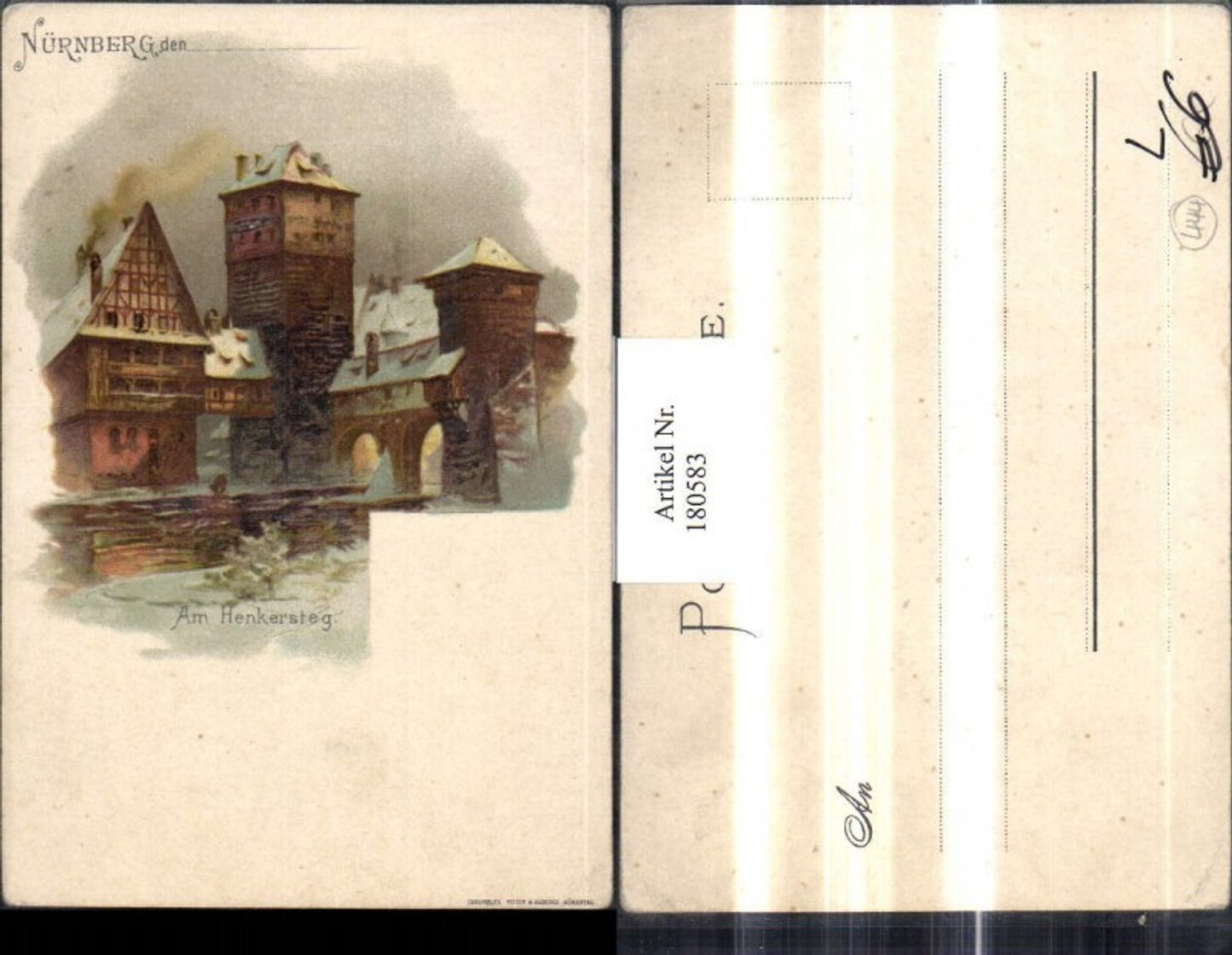 180583,Litho AK Nürnberg Am Henkersteg Ortsansicht