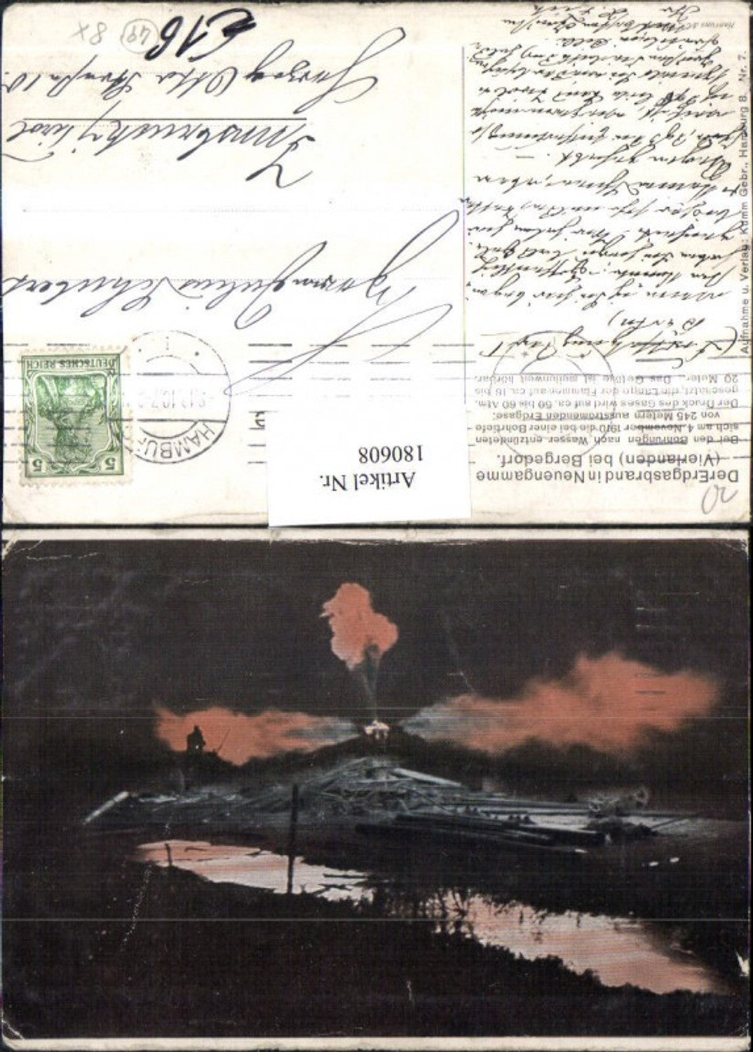 180608,Hamburg Vierlanden Erdgasbrand in Neuengamme b. Bergedorf 1910
