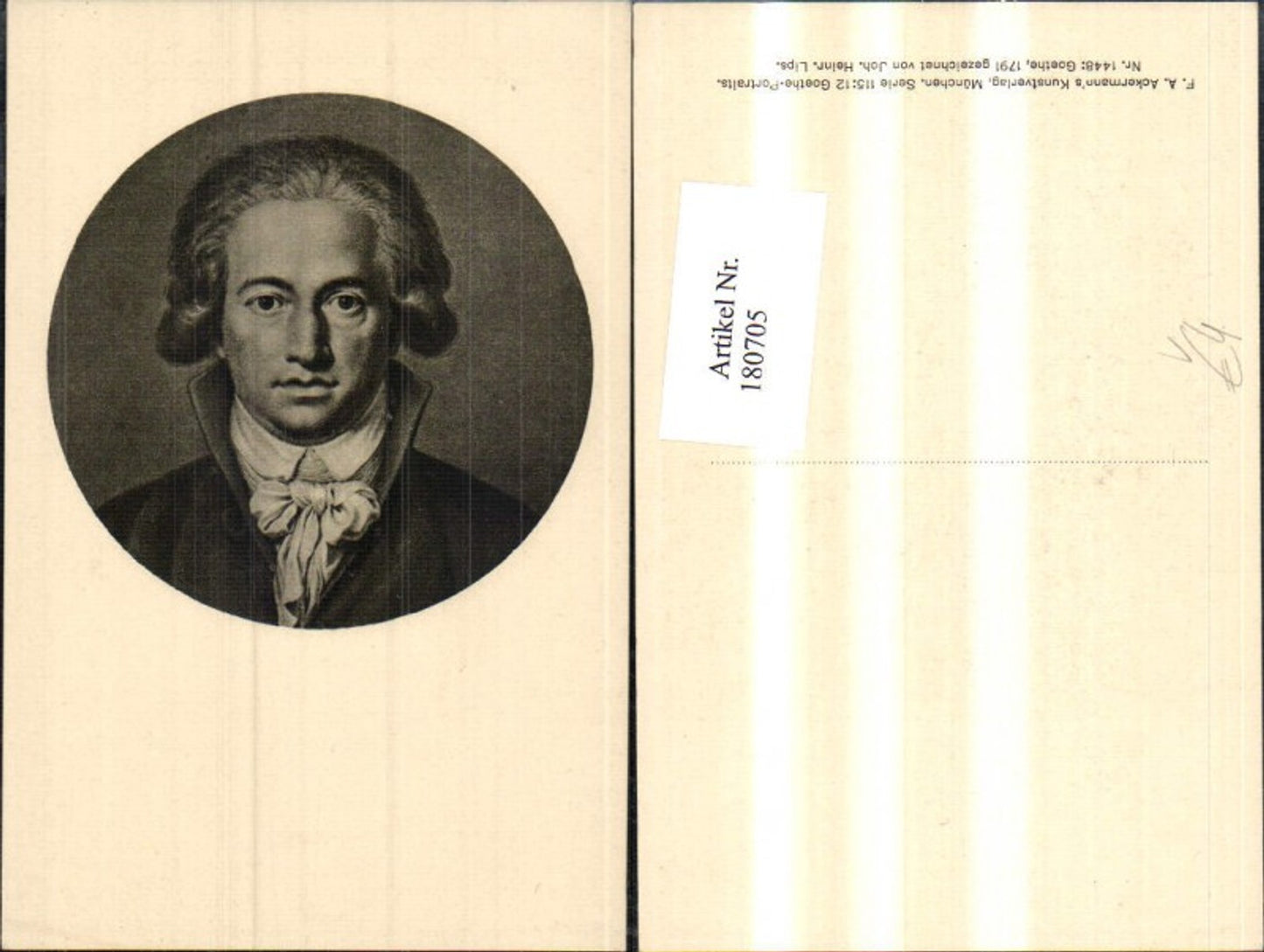 180705,Johann Wolfgang v. Goethe Dichter Portrait pub F. A. Ackermann