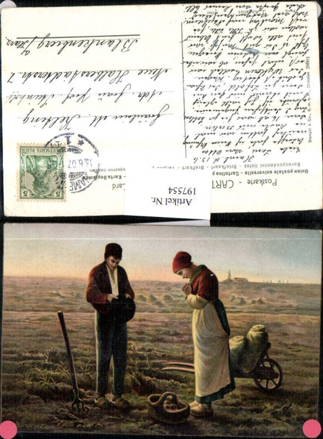 197554,Stengel & Co 29901 L'Angelus Frau u. Mann b. Beten auf d. Feld