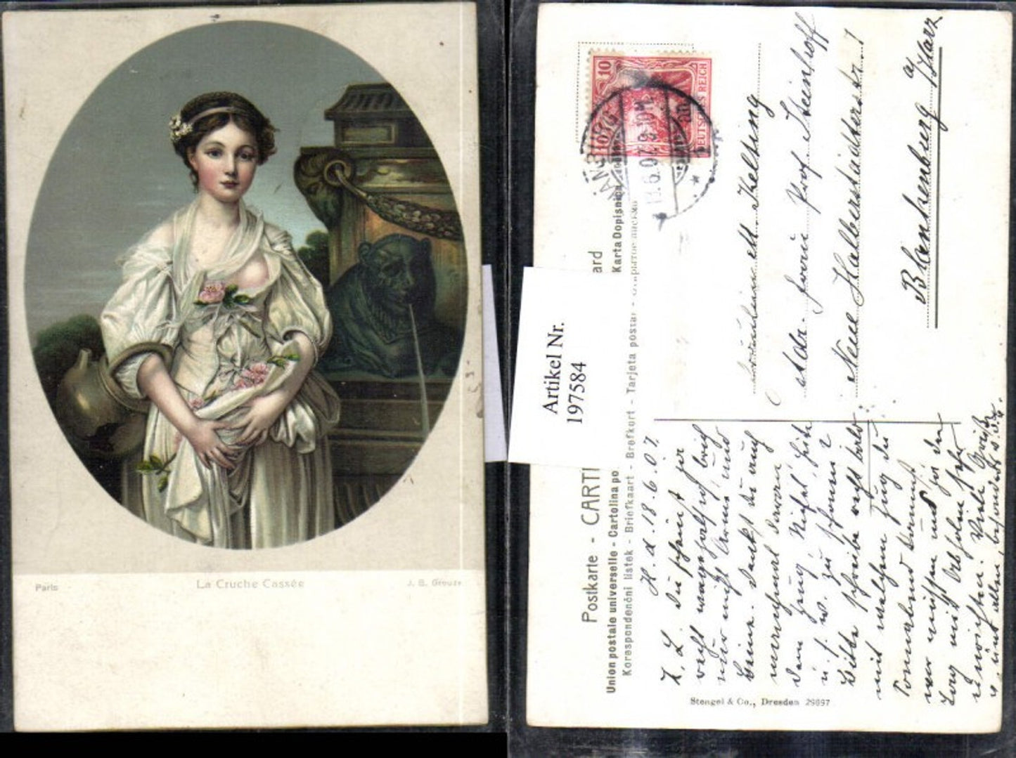 197584,Stengel & Co 29897 La Cruche Cassee Frau m. Haarreifen u. Kleid