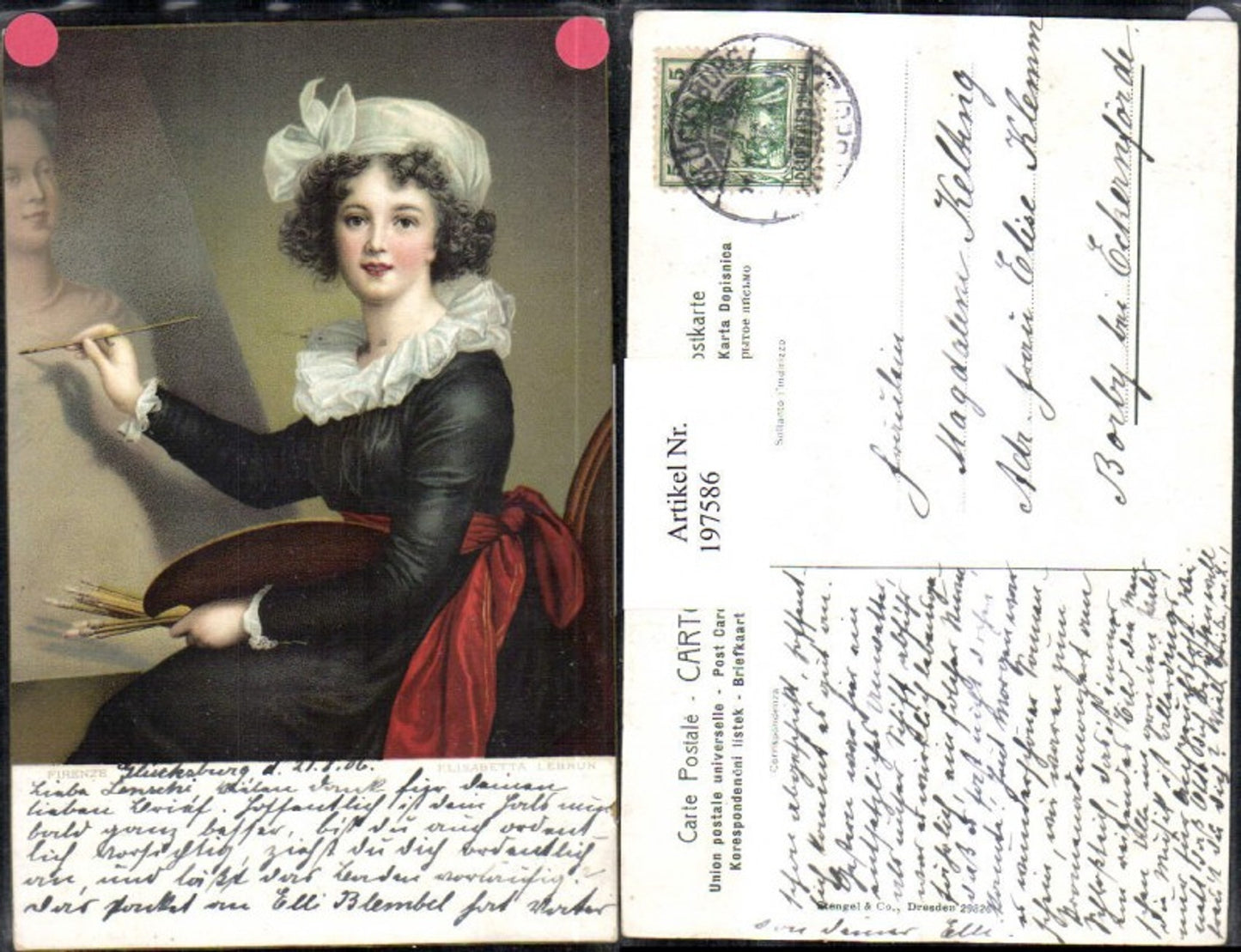 197586,Stengel & Co 29826 Künstlerin Frau malt ein Portrait Pinsel