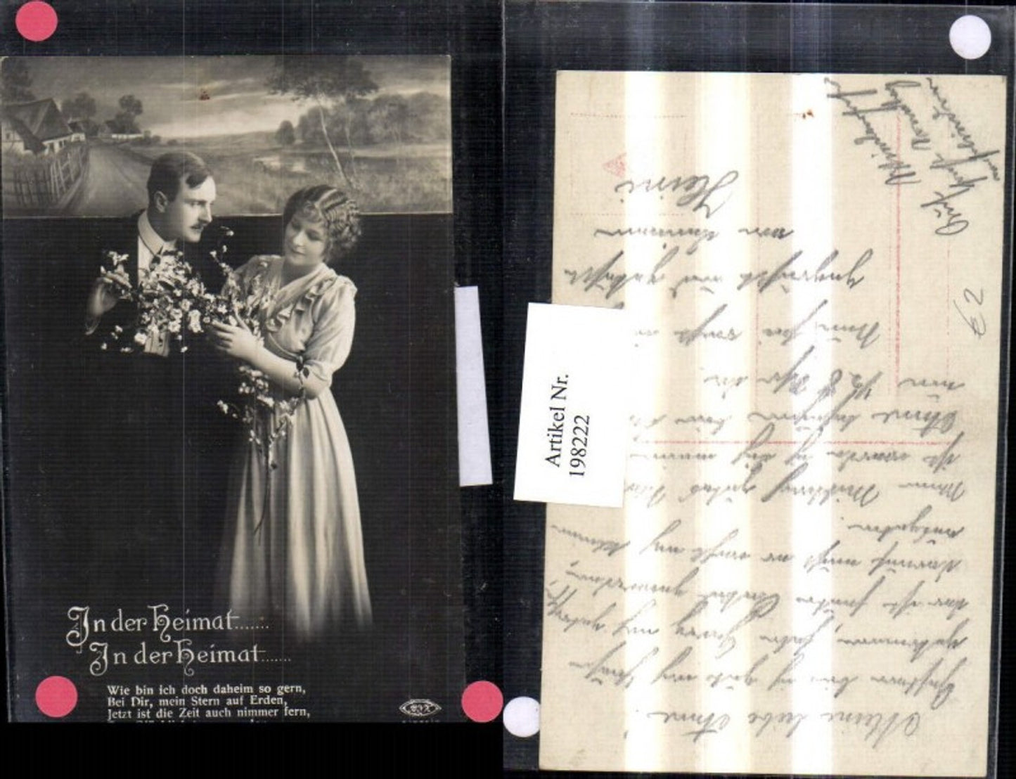 198222,In der Heimat Gedicht Liebe Liebespaar Blummenzweige Landschaft