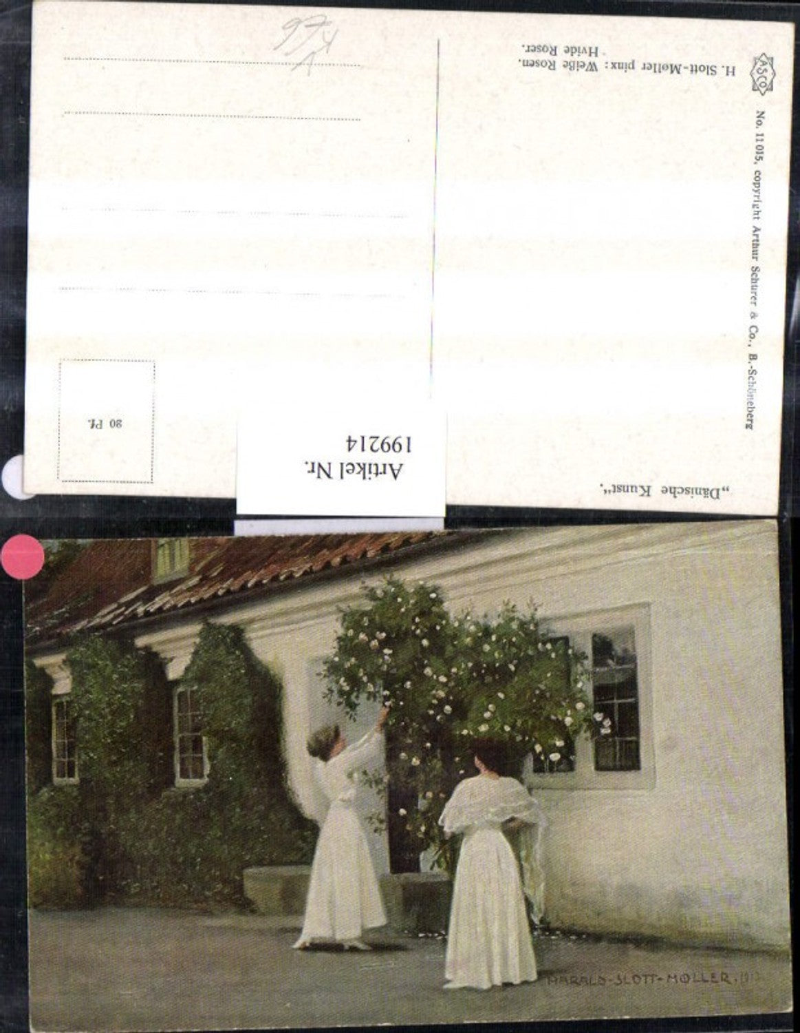 199214,Asco AK 11015 Dänische Kunst H. Slott-Möller Weiße Rosen
