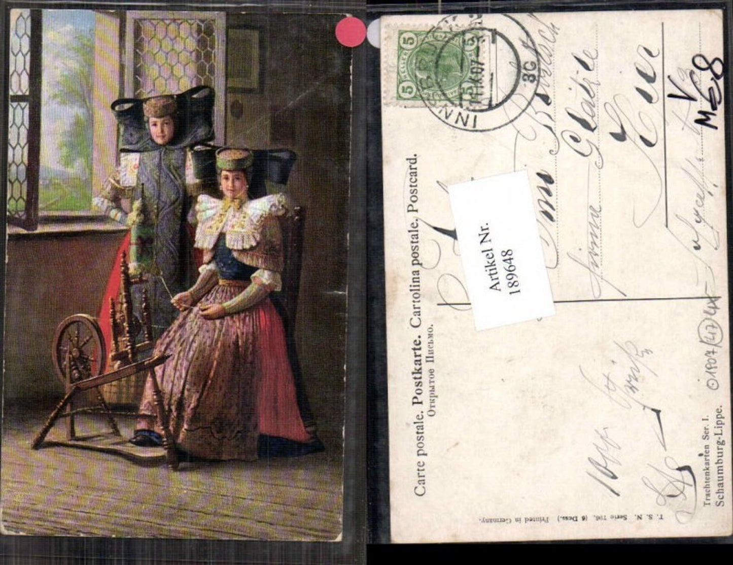 189648,Theo Stroefer 796 Trachtenkarten Ser. 1 Schaumburg Lippe Spinnrad Spinnen Trachten