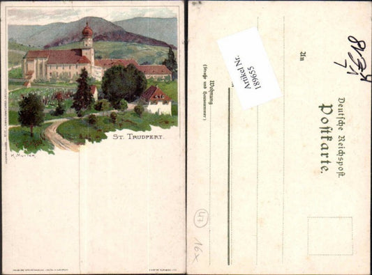 189655, Artist Lithograph K. Mother St. Trudpert Münstertal Black Forest