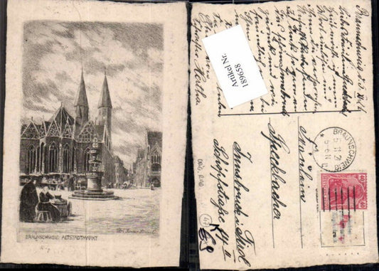 189658,Künstler AK Carl Jander Braunschweig Altstadt Altstadtmarkt