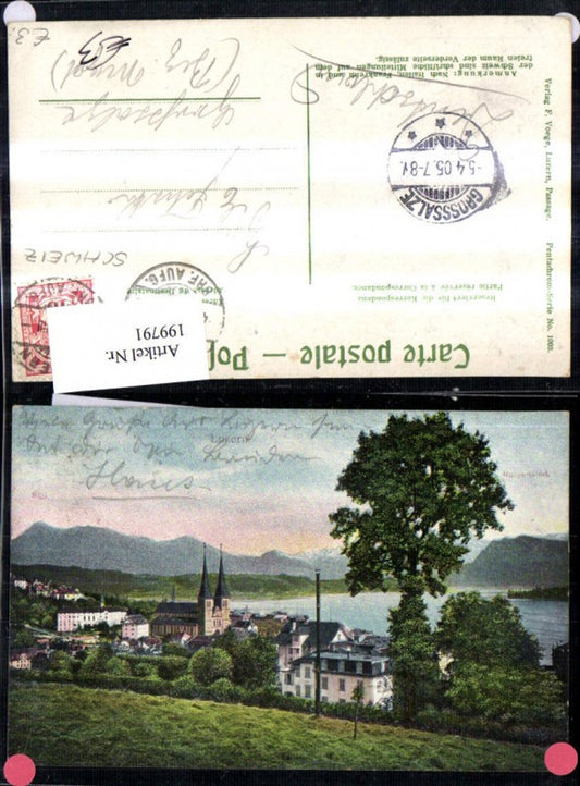 199791,Luzern Teilansicht Kirche Rigi Burgenstock See