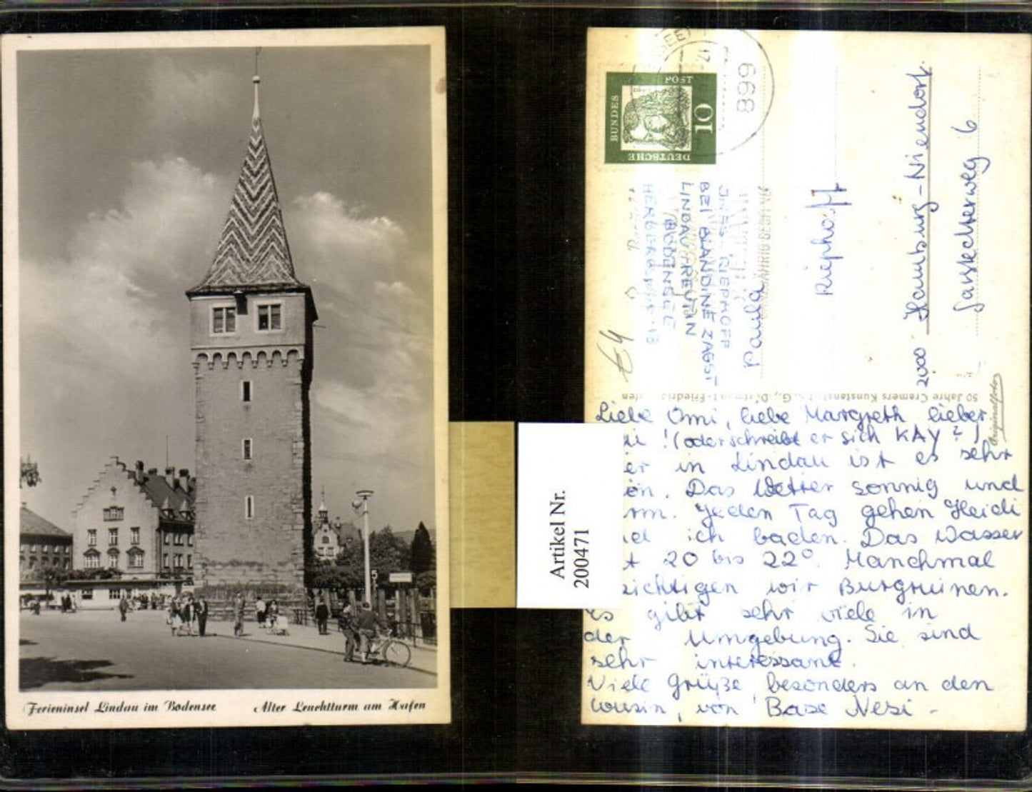 200471,Ferieninsel Lindau im Bodensee Alter Leuchtturm am Hafen Turm Straßenansicht
