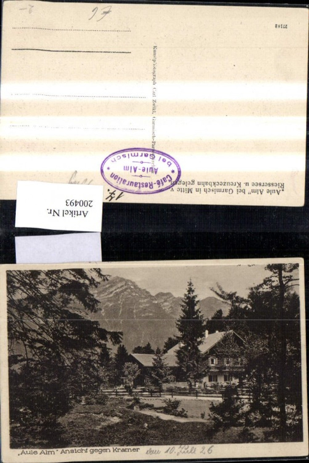 200493,Aule Alm b. Garmisch in Mitte v. Riessersee u. Kreuzeckbahn geg. Kramer