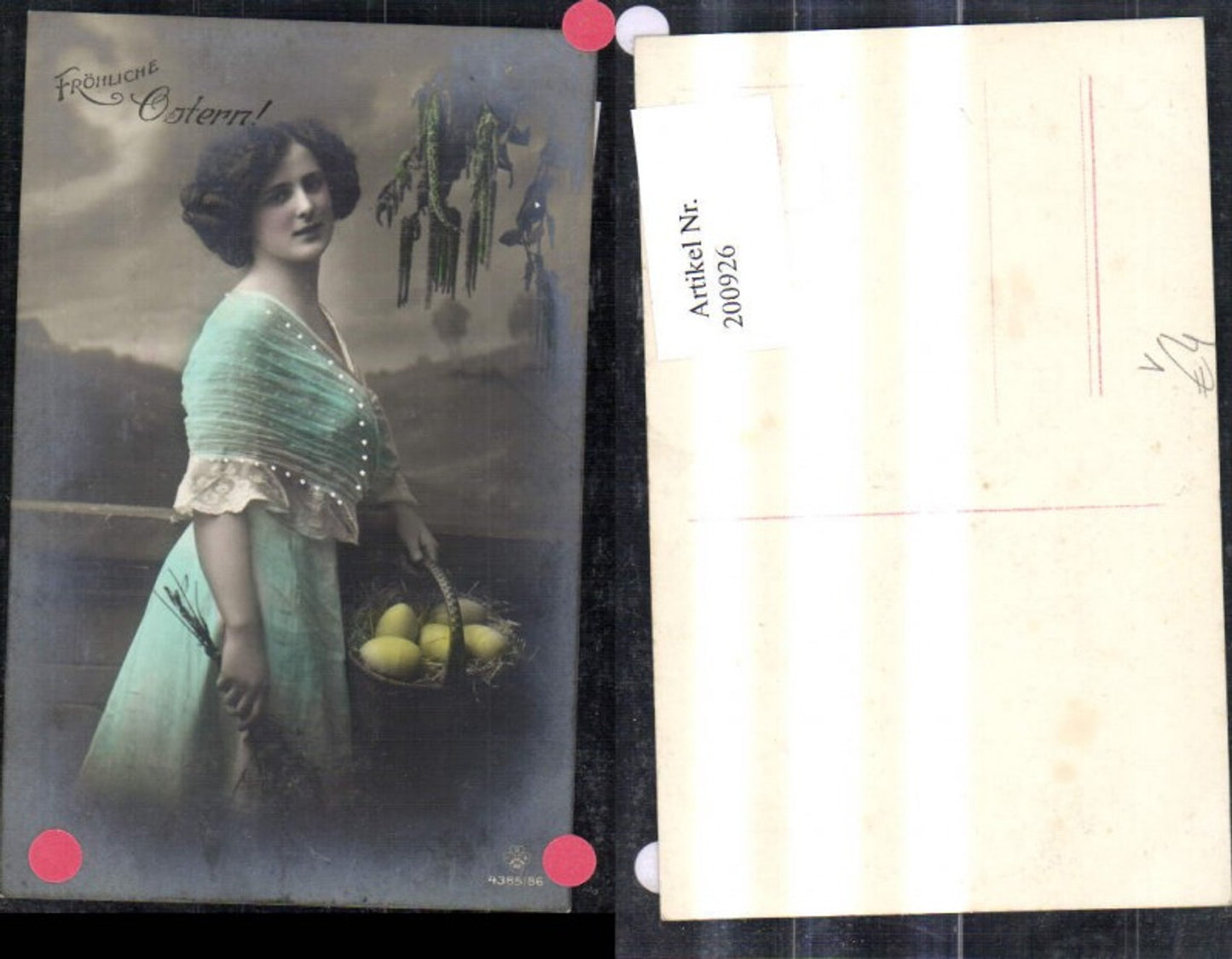 200926,Frau m. Korb Ostereier Eier Fröhliche Ostern pub RPH SBW 4385/86