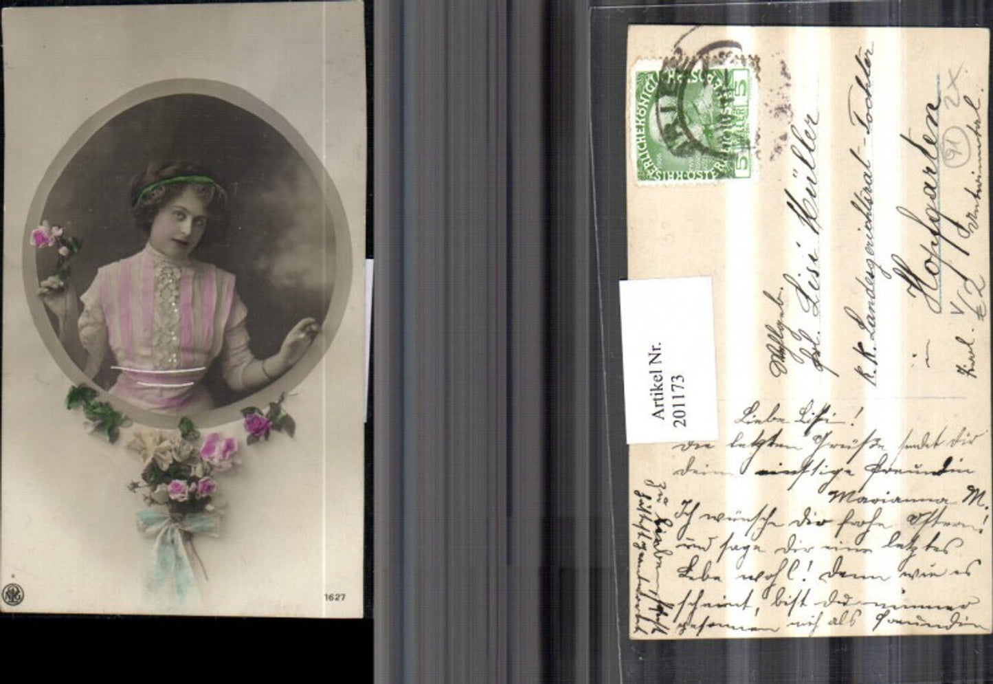 201173,Frau m. Haarreifen Rose Rosen Schleife pub NPG 1627