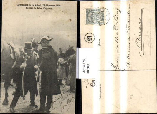 201300,Avenement du roi Albert 1909 Remise du Sabre d'honneur Schwert Pferd