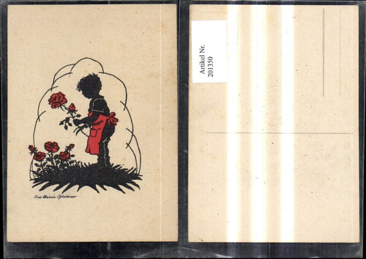 201350,Scherenschnitte Silhouette Kleiner Gärtner Kind Junge schneidet Rosen Blumen