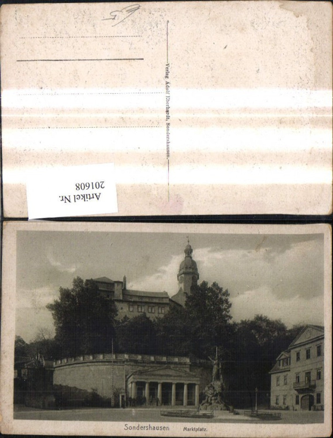 201608,Sondershausen Marktplatz Platz Monument Kirche