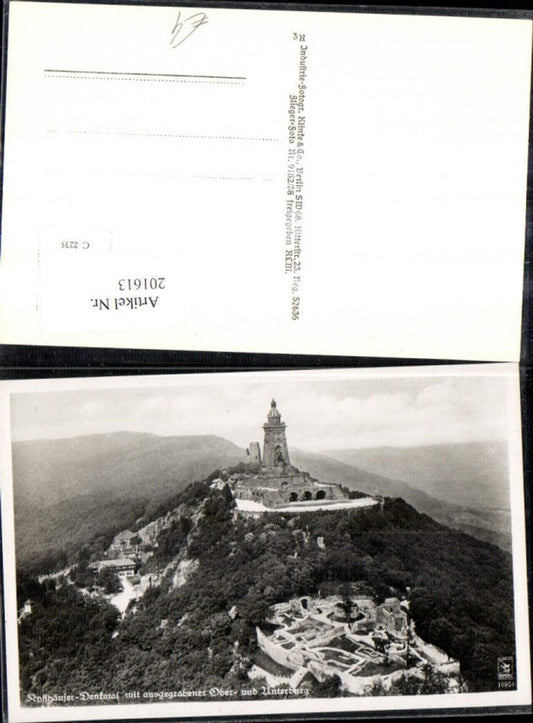 201613,Kyffhäuser-Denkmal m. ausgegrabener Ober- und Unterburg Burg Flugaufnahme