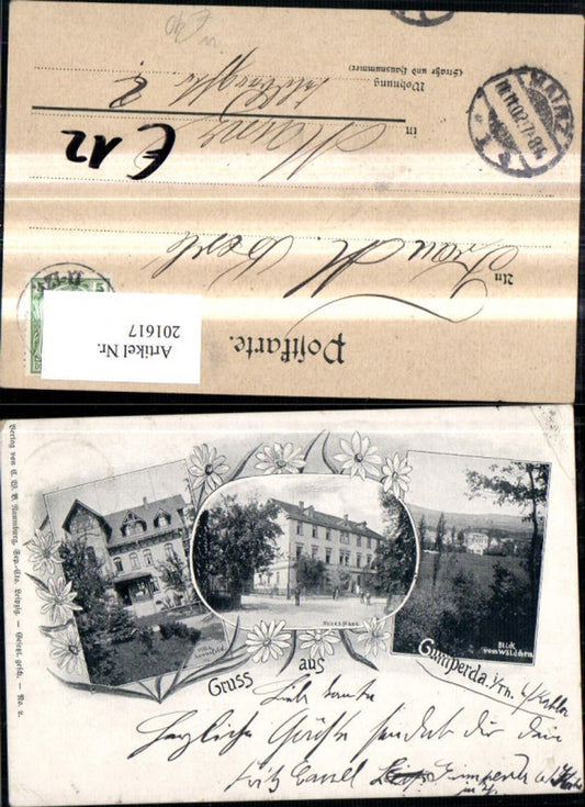 201617,Gruß aus Gumperda i. Thüringen Blick v. Wäldchen Neues Haus Villa Sonnefeld Mehrbildkarte