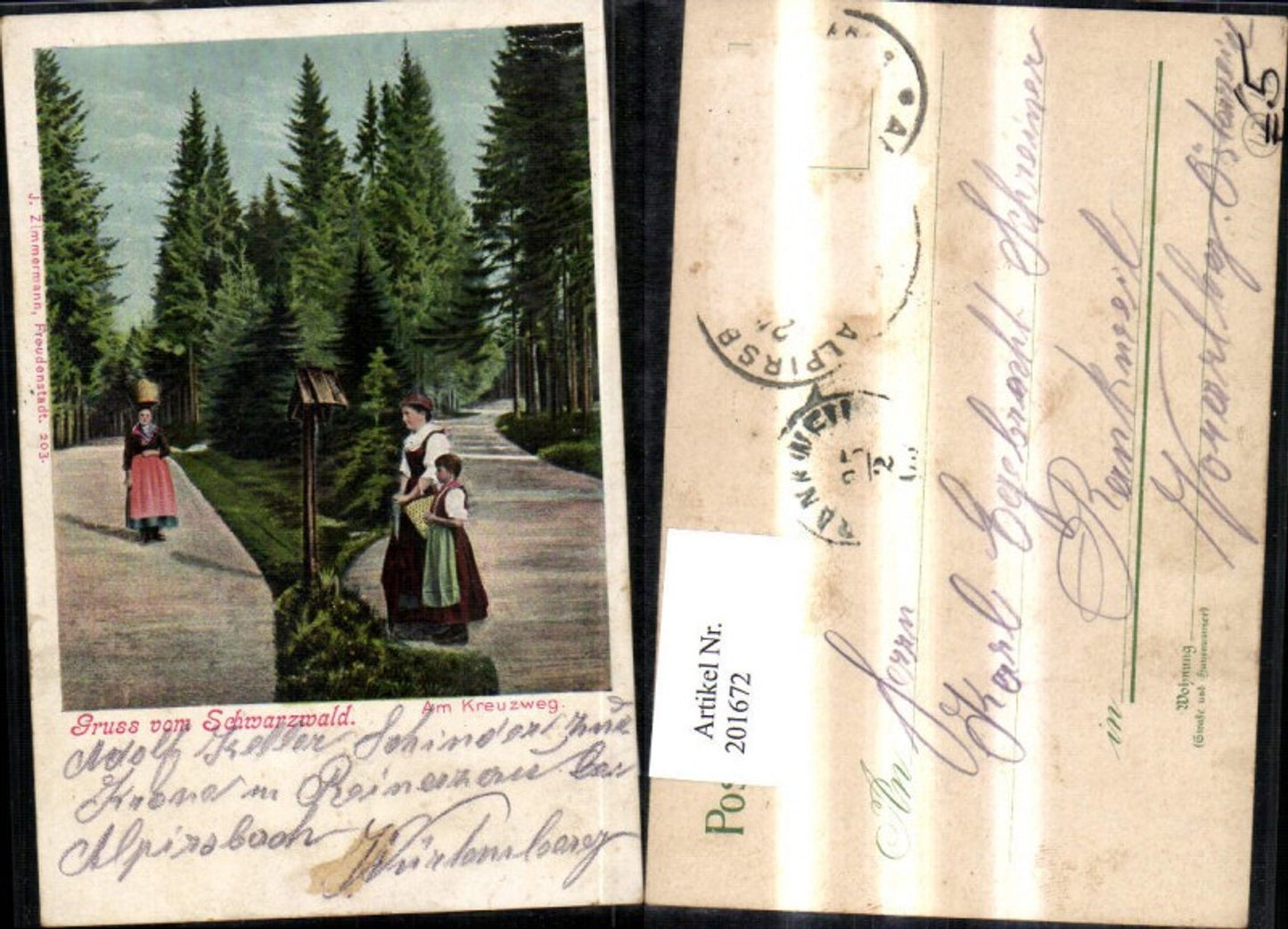 201672,Gruß vom Schwarzwald Am Kreuzweg Wegkreuz Straßenansicht