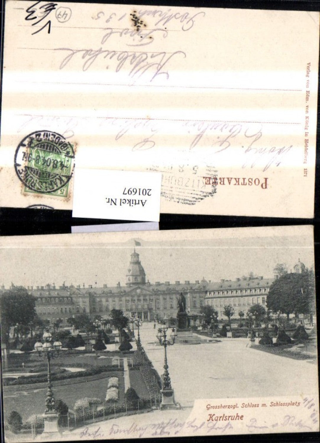 201697,Karlsruhe Großherzogliches Schloss m. Schlossplatz pub Edmund v. König 1371