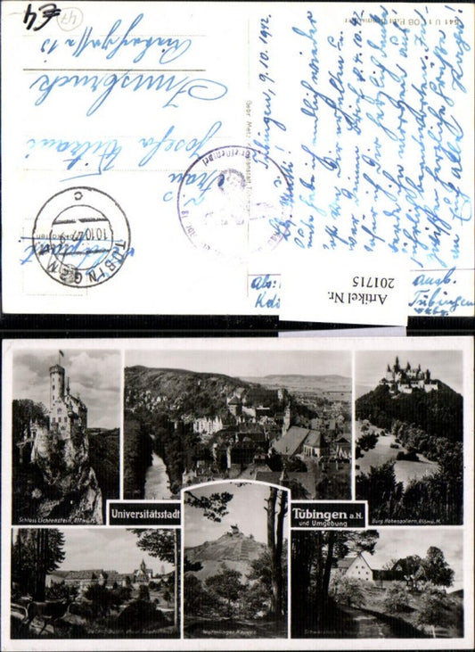 201715, Tübingen am Neckar and surroundings, Lichtenstein Castle, Hohenzollern Castle, Chapel, Hunting Lodge, Multi-view map